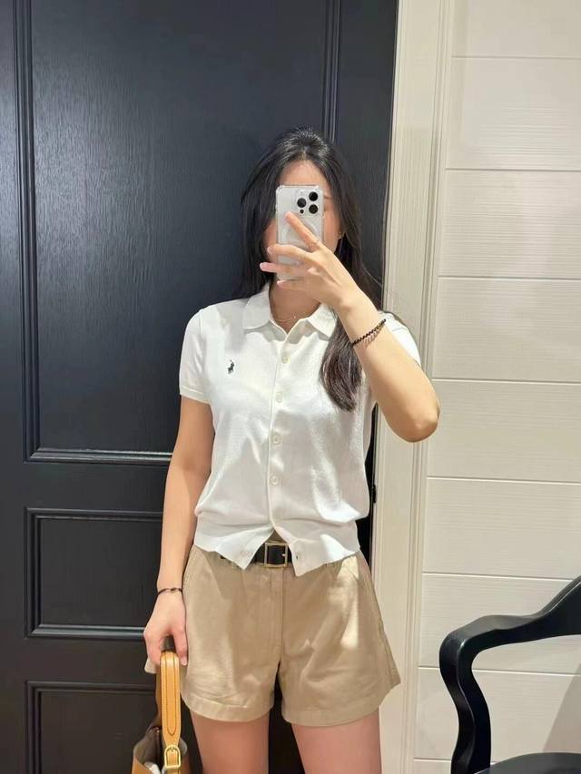 供 -5 女神必备Ralph Lauren拉夫劳伦 翻领开衫针织衫 纯棉材质手感软糯 舒适亲肤 透气吸汗 颜色 白色 蓝色 尺码 m-90-100斤 l-100