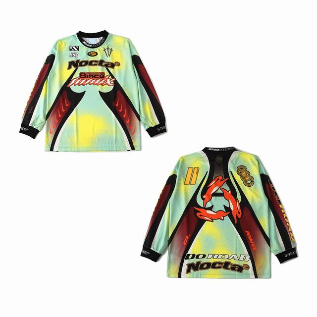 顶配版 Nike Nocta 24Ss 联名款 赛车印花速干网眼宽松休闲长袖T恤外套 宽松版型 撞色设计 上身醒目感十足 潮人必备时尚单品 品质质感拉满 细节无