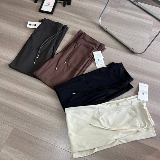 细节图 官网同款质感超好垂感十足 Lululemon 璐璐乐蒙Throwback Still四色直筒亲肤透爽健身运动直筒裤 高收腰腹提臀亲肤 长裤阔腿裤 原厂来