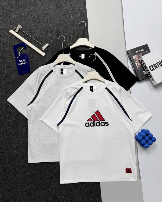 实拍细节图 阿迪达斯Adidas 三叶草美式复古短袖男女同款拼接设计索罗娜街头情侣半袖 颜色 : 黑色 白色 浅灰色 尺码 S Xxl 衣长 袖长 胸围 袖口