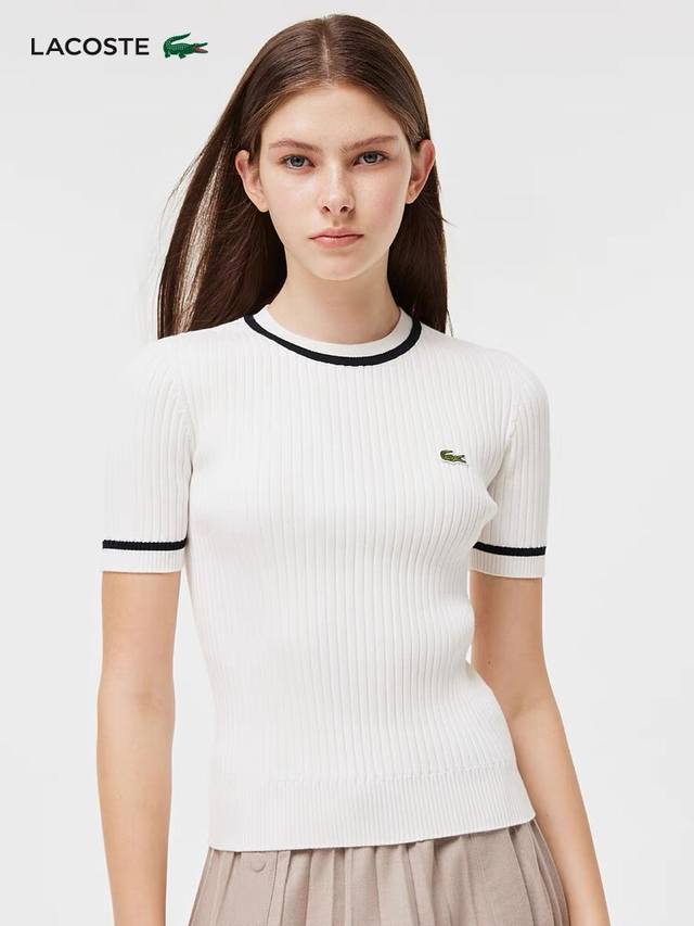 法国鳄鱼 Lacoste *25Ss年官网同步新款女士针织圆领短袖 低调简约 款式简洁大方 不挑人 街头风格 气质款 任何风格都可以轻松驾驭 进口重工水洗工艺