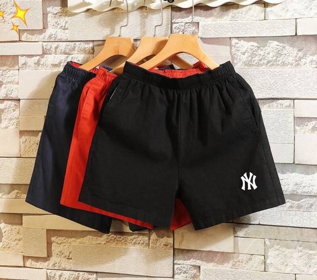 供 mlb Ny洋基队夏季新款水洗纯棉直筒短裤宽松裤三分裤 情侣款沙滩裤男女同款 吸湿排汗 柔软舒适 炎炎夏日度假休闲首选 基础款100%棉质休闲三分裤中裤 贴
