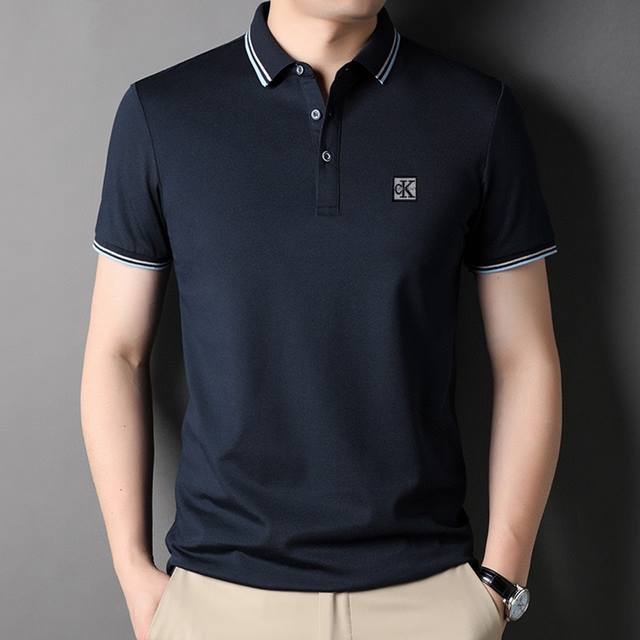 2025夏季新款Ck Calvin Klein 男士纯色修身双条领商务休闲短袖polo衫引流款 超有逼格的一款polo衫 户外运动健身必备单品 运动达人首选 官