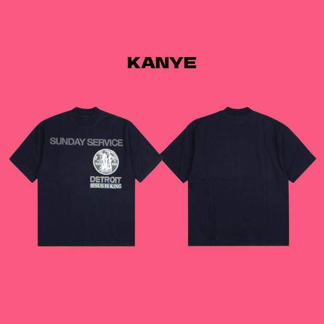 cpfm Kanye 侃爷 专辑限定发泡印花大版型情侣圆领休闲短袖-原单版本 color 藏青色 size S M L Xl number 259025 原版一