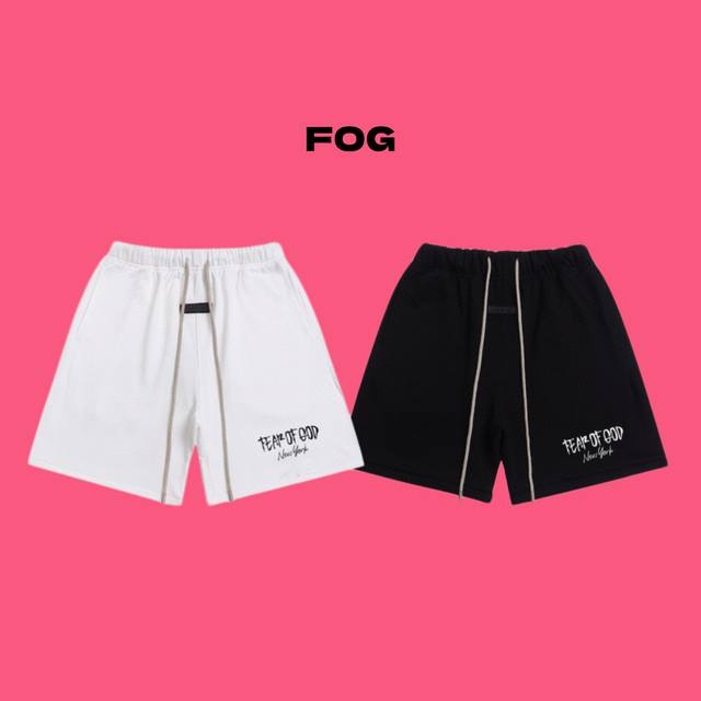 fear Of God Fog Essentials 复线 纽约限定字母Logo 印花抽绳毛圈休闲短裤 color 黑色 白色 size S M L Xl nu