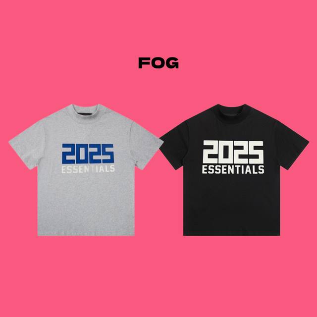 fear Of God Fog Essential 复线 2025 限定款字母 Logo 印花圆领短袖T恤 color 黑色 灰色 size S M L Xl