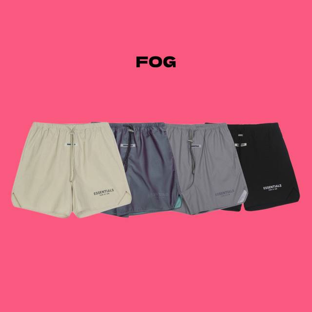 fear Of God Fog Essentials 复线经典3M反光小标印花情侣休闲短裤 color 黑色 上帝灰 杏色 炫彩 size S M L Xl n