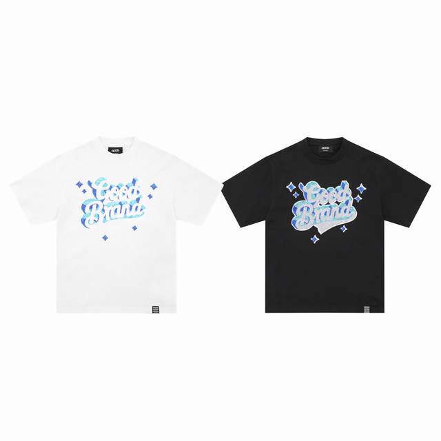 goodbrand 立体星星亮片字母情侣圆领短袖T恤-原单版本 color 黑色 白色 size S M L Xl number 25814 原版一致 采用32