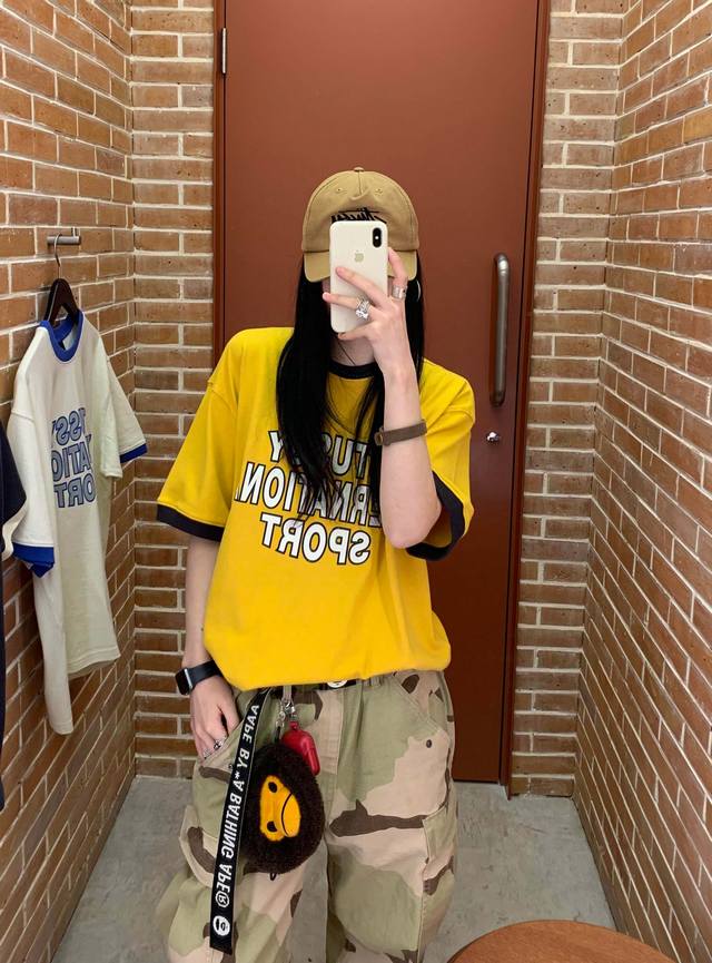 高品质 火遍全网的款 Stussy25新款撞色情侣款短袖T 宽松版型 采用320克精梳纯棉面料 无敌质感 领口袖口撞色设计 火遍全网 韩国达人人手一件的款 18