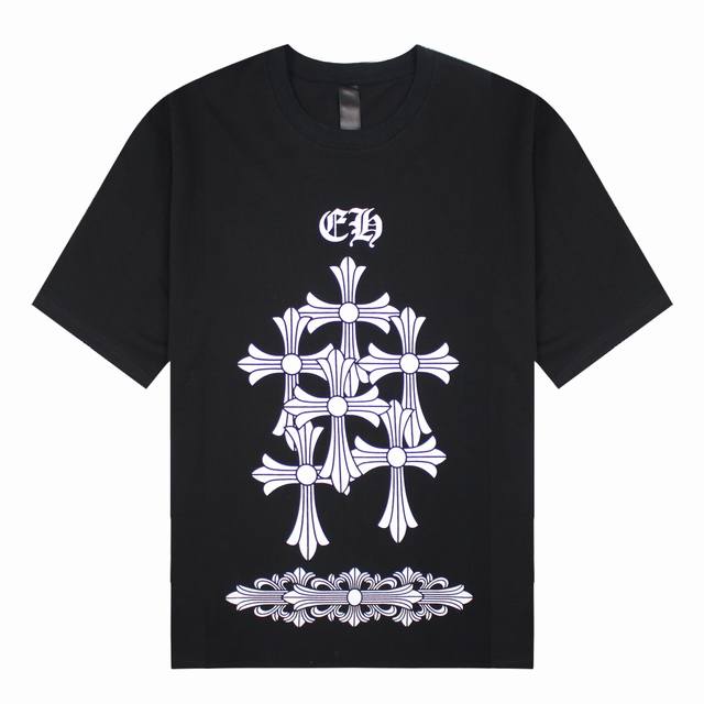chrome Hearts 克罗心 Ss Ch 十字架印花短袖T恤 - 230G 100%全棉双纱 - 时尚简约 男女百搭 - 定制 32支 2X2螺纹 上身立