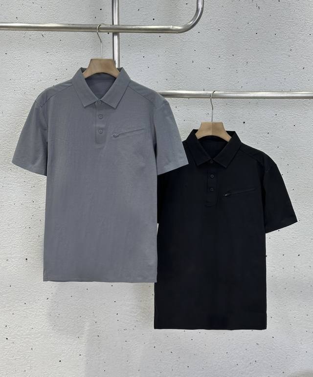 全身压胶迪桑特专柜新款同步更新 男士方领polo衫上衣 Descente迪桑特综训运动健身Tough透气排汗男士短袖polo肩部品牌字母Logo上衣 进口精梳珠