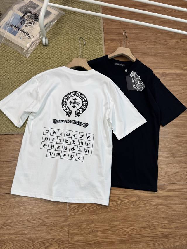 2025新款Chromehearts克罗心新款情侣短袖Tee男女同款 超高版本 经典图案设计朋克不羁 面料由品牌面料商直接供应 这个印花很稳固的不会开裂 男女同