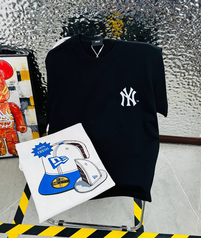 Mlb 带Nfc芯片识别高版本 高版本带芯片Mlb夏季新花印花休闲宽松情侣款 短袖T恤 1055 细节:版本一比一复刻 吊牌 领标 水洗 面料 采用40织双纱3