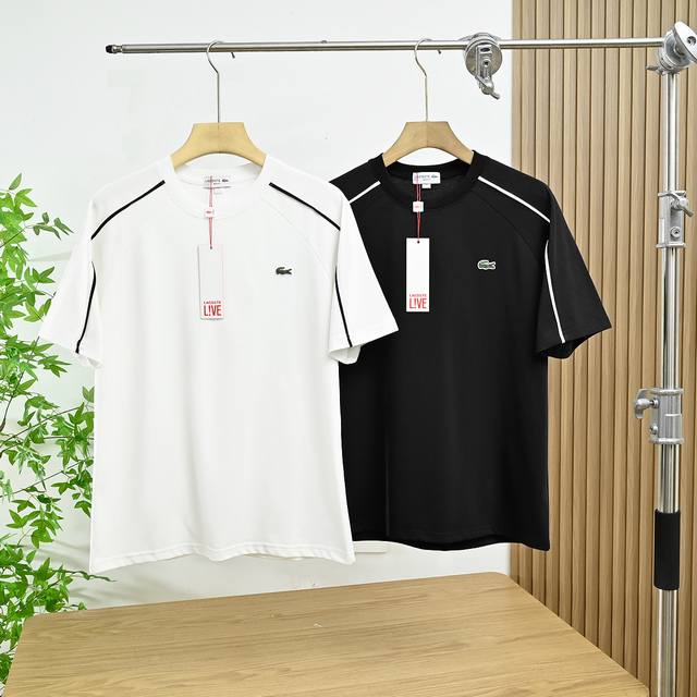 上新 款号 8002# lacoste法国鳄鱼2025夏季精品进口万针刺绣工艺男士圆领针织短袖 每一位牛X的男人都应该有一件像样的短袖 办公休闲商务应酬必备 法