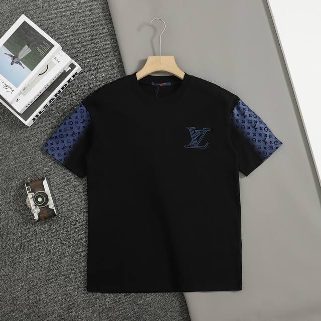 上新 顶级复刻版本 路易威登 Lv 25Ss早春新款短袖 撞色Lv刺绣短袖 轻奢主义 男女日常通勤穿搭必备单品 正确版本 欢迎对比 详细特征 320克100%纯