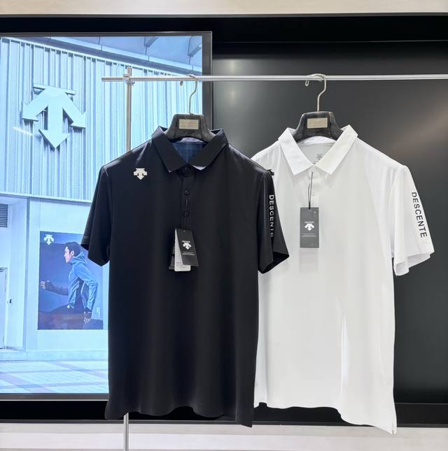 特价 藏青M 白3Xl 冰丝速干 迪桑特Descente男子短袖polo衫 夏季新款简约运动健身上衣 韩国进口冰丝速干面料 超级舒适 面料采穿起来凉嗖嗖的 特别