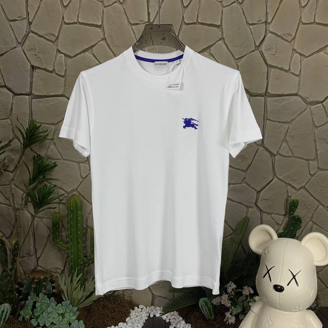 panda版本 供货 #代购级 巴宝莉 Burberry博柏利 Logo刺绣罗纹针织圆领套头短袖 常规T恤 盐晶色 秒杀市面上一切版本 只能说根本就不是一个级别