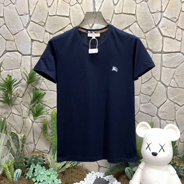 panda版本 供货 #代购级 巴宝莉 Burberry博柏利 战马骑士徽标圆领短袖T恤 深蓝色 秒杀市面上一切版本 只能说根本就不是一个级别的存在 不管是材质