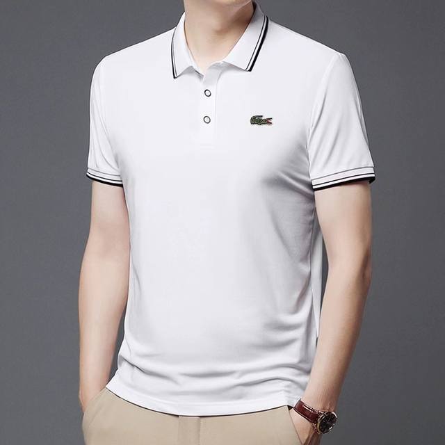 鳄鱼经典基础款翻领胸标小Logo短袖T恤 五色可选 夏季polo衫短袖 商务休闲简约风 上身帅气百搭 夏季必备百搭奢潮单品 高端定制冰蚕丝面料 穿着舒适 冰爽丝
