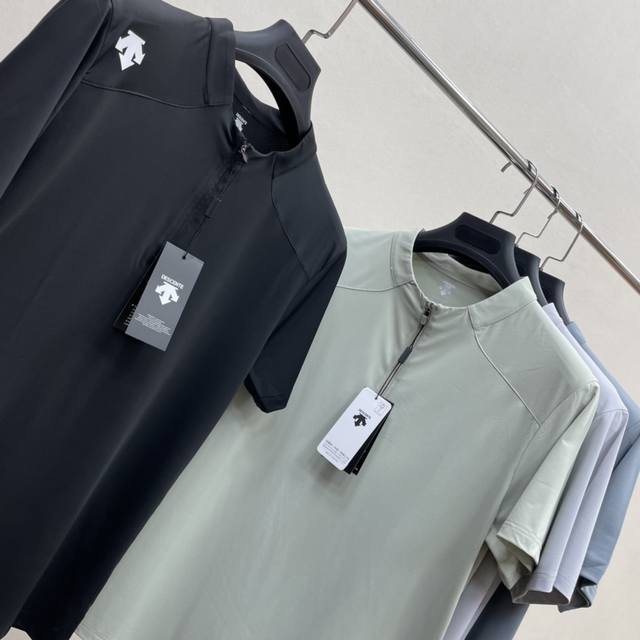 ds 迪桑特25夏季新品 男士全天候户外运动健身跑步徒步爬山半拉链速干凉感短袖T恤 掌柜力荐 线上线下同步 客供速干镂空面料 手感细腻顺滑清爽透气 高弹力 运动