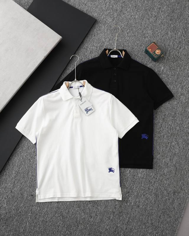 顶级复刻 burberry 巴宝莉经典蓝色战马小标刺绣翻领polo衫短袖T恤 面料: 280G重磅纯棉 随意对比 砖柜同步 第一时间正品开发研制 欢迎对比 面料