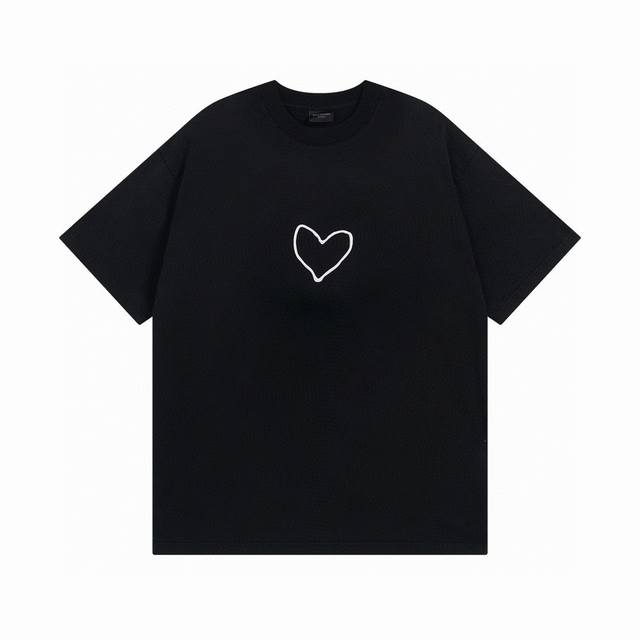 Balenciaga 巴黎世家2025 Ss 七夕限定款爱心Logo印花洗水磨烂做旧短袖T恤 本市场No.1的质量 真正天花板品质 全部原版开发注意细节图 避免