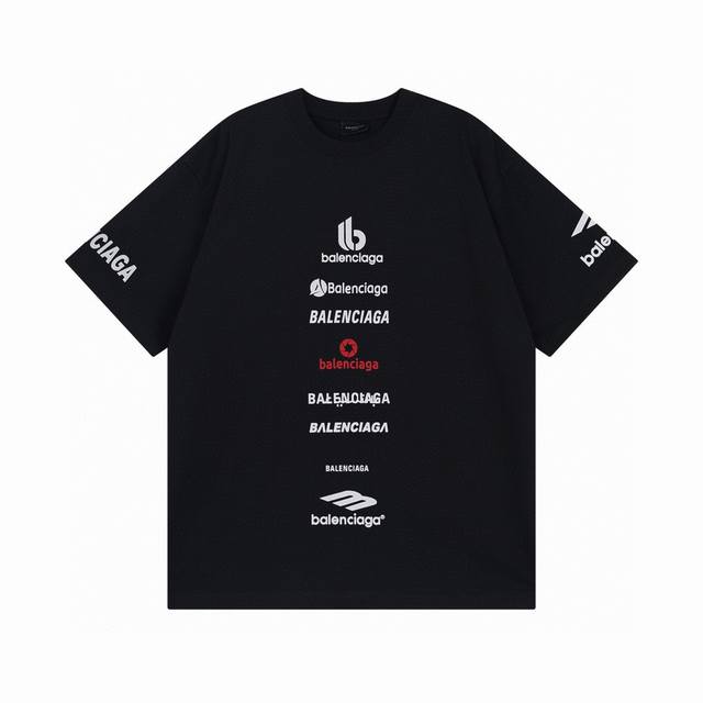 Balenciaga 巴黎世家2025 Ss 多元素商标Logo印花短袖T恤 本市场No.1的质量 真正天花板品质 全部原版开发注意细节图 避免被盗图商家混发