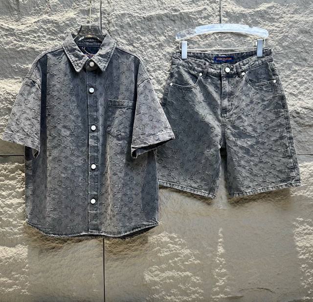 顶级复刻 可单选 louis Vuitton路易威登 Lv Ss25夏季新款提花满印Logo图案经典款牛仔短裤 官网同步 男女同款 面料 原版一致面料 细节1: