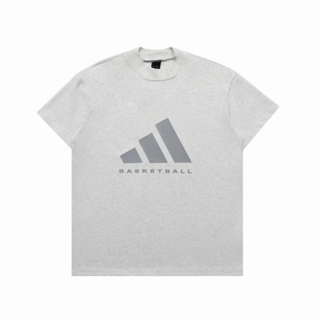 adidas 阿迪达斯 Basketball 五色硅胶Logo大版型 情侣款短袖T恤 原版复刻顶级品质 采用270克32支纯棉双纱面料 上身超爽滑 如速干衣舒适