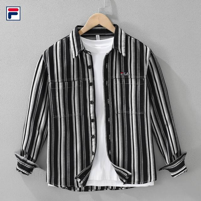 上新 斐乐Fila25款高品质纯棉条纹刺绣日系个性长袖衬衫外套 甄选纯棉优质面料 透气吸汗 不变形 不起球 细腻不糙手 耐磨性高 走线工整 亲肤抗皱等特点 让服