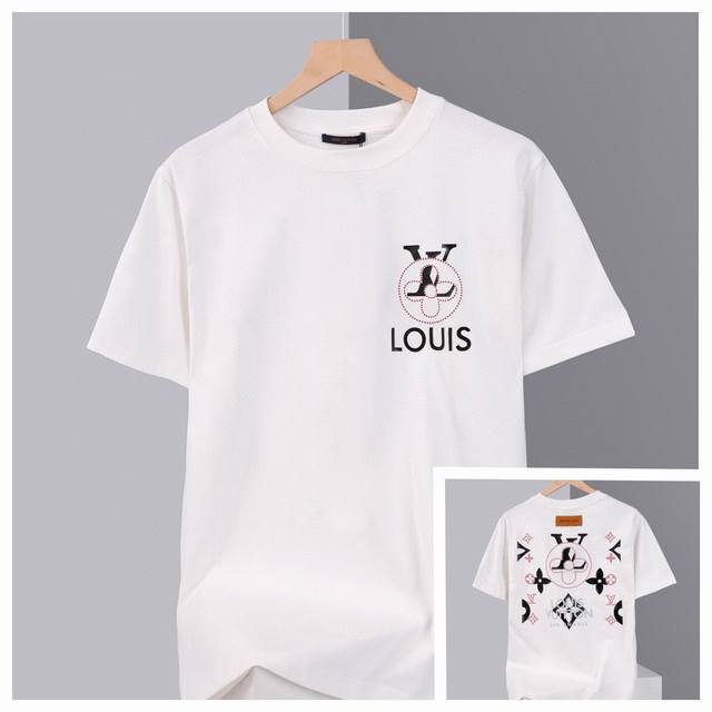 Louis Vuitton 路易威登 2025Ss春夏限定款Lv驴家前后Logo印花 百搭圆领短袖T恤男女同款 材质:采用高版本280G双纱精梳棉 面料洗水 不
