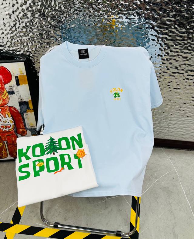 可隆 kolon Sport 可隆Jeon Handful插画师联名25夏季新款印花休闲宽松情侣款 短袖T恤1042 细节:版本一比一复刻 吊牌 领标 水洗 面