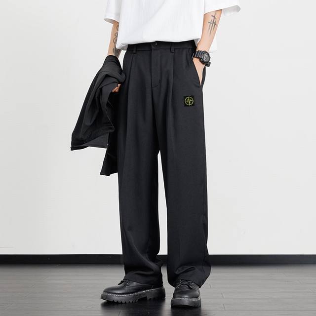 Stone Island 石头岛夏季新款纯色休闲裤 凉感冰丝裤 百搭拖地裤 男女同款 潮流冰爽 舒适百搭 冰冰凉凉 立体裁剪 手感细腻丝滑 百搭不挑人 颜色 黑