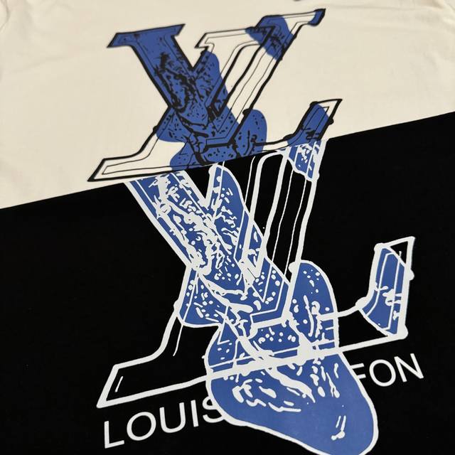 louis Vuitton 路易威登 泼墨Logo大字母新款印花短袖 男女同款 情侣款 采用260克双纱纯棉面料 手感非常舒服 永不过时的经典款 Os落肩版型
