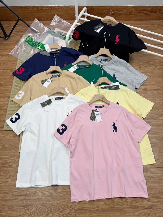 主图# 顶级品质 拉夫劳伦Ralph Lauren经典刺绣大马标圆领基础短袖 这两年拉夫劳伦风好大 审美真的有大大提高大马刺绣点缀就很好看 搭配短裤和阔腿裤无论