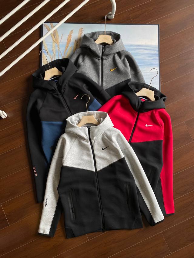 外套 裤子120 可单独卖 nike耐克男女春节季情侣连帽拉链开衫宽松针织休闲运动外套Fd8454套装M-2Xl.4色齐