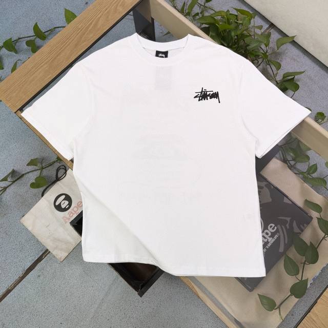 上新 款号 Bm159 2025新款Stussy斯图西电话座机字母图案Logo印花休闲情侣宽松短袖T恤 经典永远不会过时 人手必备款 250G纯棉精梳棉不起球不
