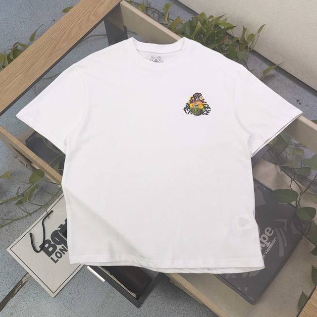 上新 款号 Bm003 高版本 2025新款palace三角形西瓜笑脸花卉图案Logo印花休闲情侣宽松短袖T恤 经典永远不会过时 人手必备款 260G纯棉精梳棉