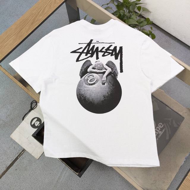上新 款号 Bm126 2025新款Stussy斯图西堕落天使图案字母Logo印花休闲情侣宽松短袖T恤 经典永远不会过时 人手必备款 250G纯棉精梳棉不起球不