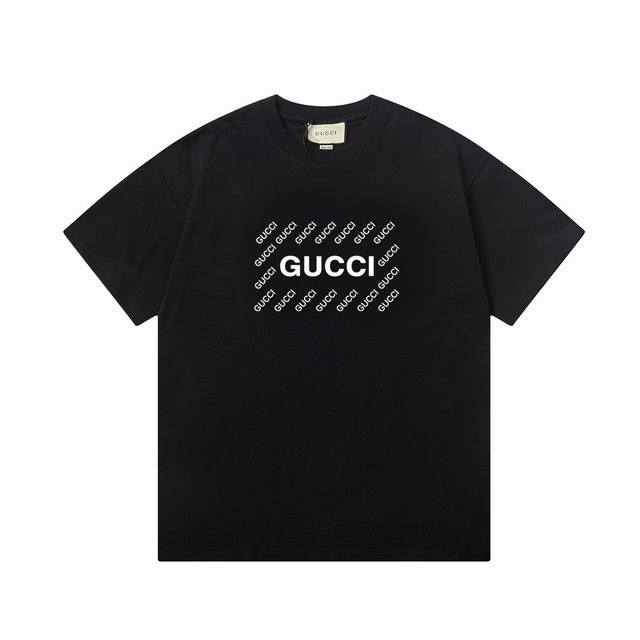 gucci家经典款新款压花短袖- 双纱26支300克 罗纹360克 码数: Xs-L 颜色 黑色 白色