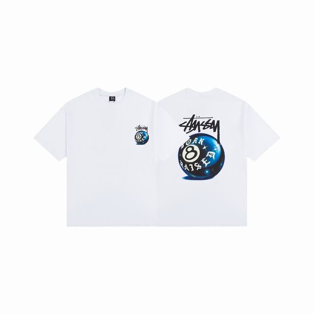 上新款号 S101 stussy斯图西 Stussy Born X Raised 联名系列 Ss23 8 Balltee 8球黑8台球印花圆领短袖T恤 男女同款