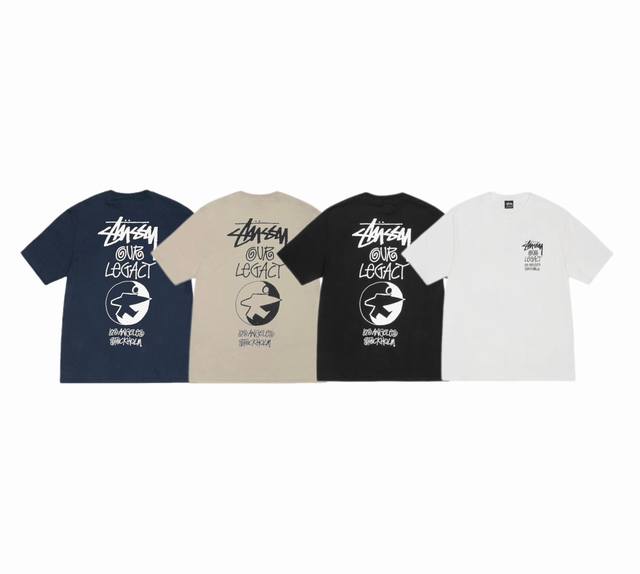 上新款号 S090 stussy斯图西 Stussy Our Legacy 联名款 Ss24 背后Logo图案印花短袖T恤 男女同款 原版打造 细节高控 -面料