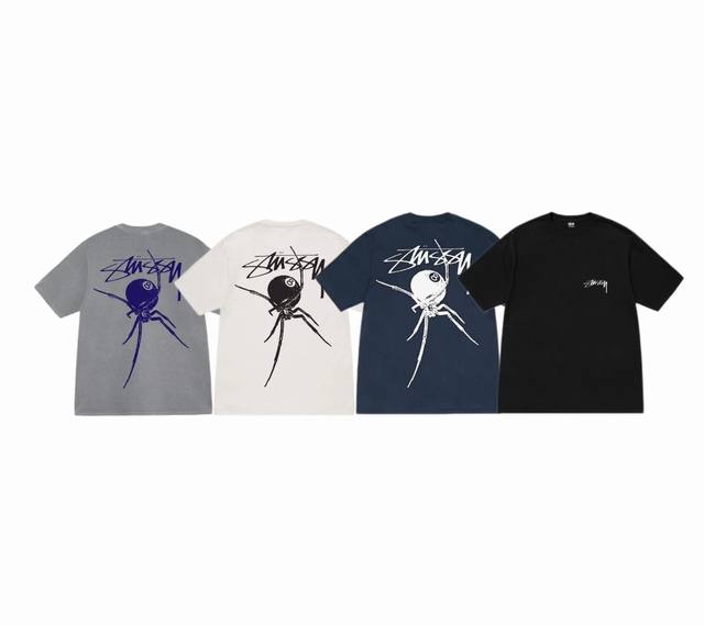上新款号 S082 stussy斯图西 Stussy Arachnid Tee pigment Dyed 蜊蛛图案圆领印花短袖T恤 男女同款 原版打造 细节高控