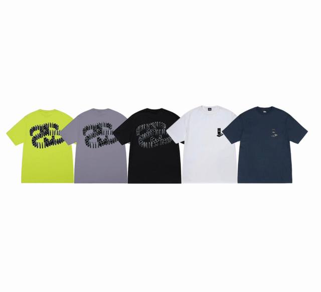 上新款号 S081 stussy斯图西 夏季系列 纯色背部多米诺骨牌Logo印花短袖T恤男女同款 原版打造 细节高控 -面料精选220G纯棉面料 手感柔软舒适