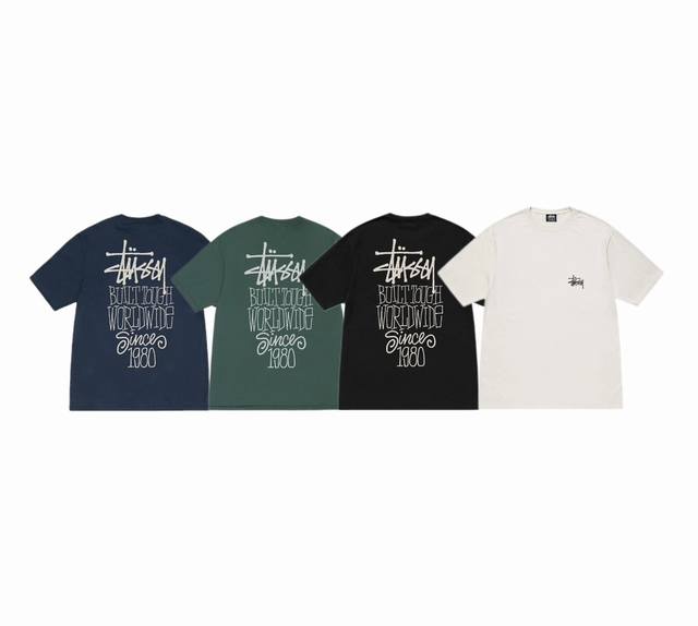 上新款号 S080 stussy斯图西 假日系列Fw23 Built Tough Tee pigment Dyed 纯色Logo字母短袖T恤男女同款 原版打造