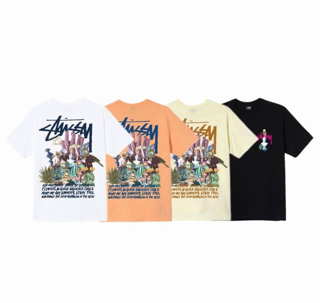 上新款号 S074 stussy斯图西 psychedelic Tee 幻境迷勾印花休闲短袖T恤 男女同款 原版打造 细节高控 -面料精选230G纯棉面料 手感