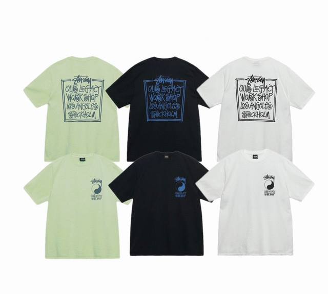 上新款号 S070 stussy斯图西 23Ss 夏季新款阴阳八卦印花短袖T恤男女同款 原版打造 细节高控 -面料精选230G纯棉面料 手感柔软舒适 吸汗透气.