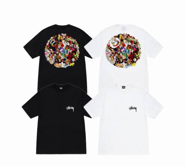 上新款号 S060 stussy 斯图西 玩偶黑八毛绒小熊8号球印花圆领短袖T恤 原版打造 细节高控 -面料精选230G纯棉面料 手感柔软舒适 吸汗透气. -百