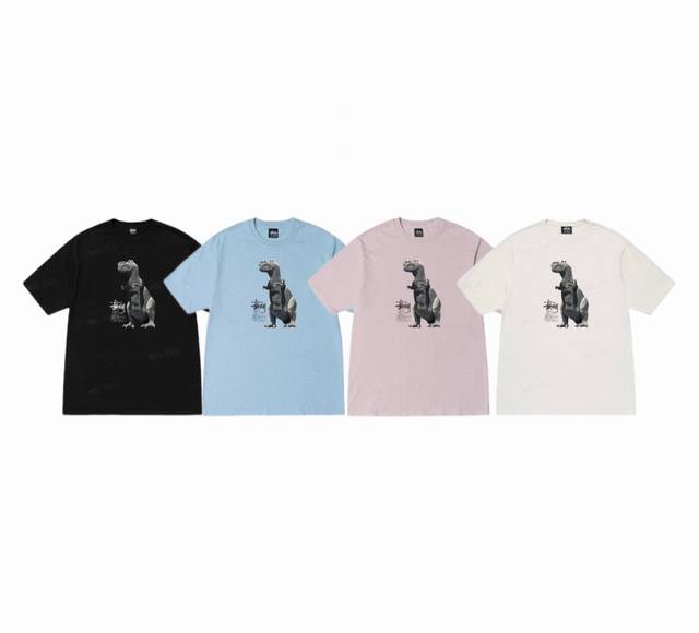 上新款号 S057 stussy斯图西 S23. Q版胸前恐龙印花潮牌短袖男女情侣T恤装 原版打造 细节高控 -面料精选230G纯棉面料 手感柔软舒适 吸汗透气