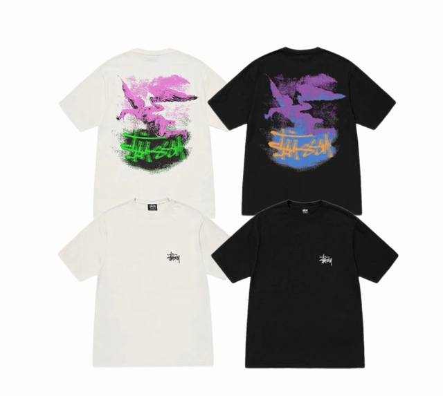 上新款号 S055 stussy斯图西 潮流堕落天使印花潮牌宽松短T恤男女同款 原版打造 细节高控 -面料精选230G纯棉面料 手感柔软舒适 吸汗透气. -百搭
